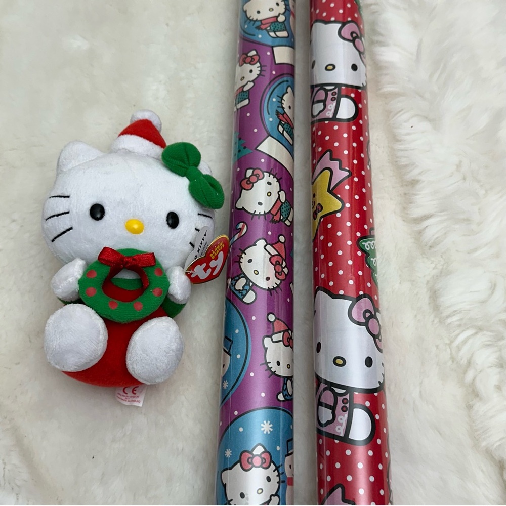 HELLO KITTY CHRISTMAS GIFT WRAPPING PAPER HOLIDAYS BUNDLE OF TWO